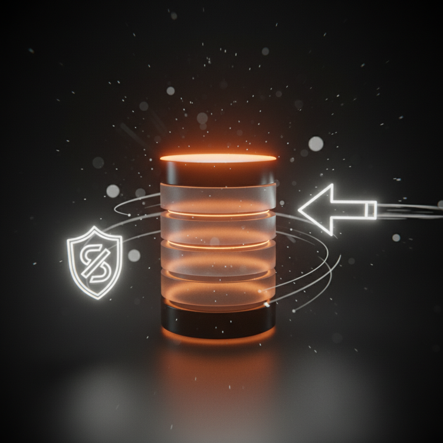 Illustrazione: Un database cilindrico stilizzato con linee di sicurezza (RLS) che separano visivamente le righe di dati, mostrando come Supabase gestisce l'isolamento tenant a livello di riga con