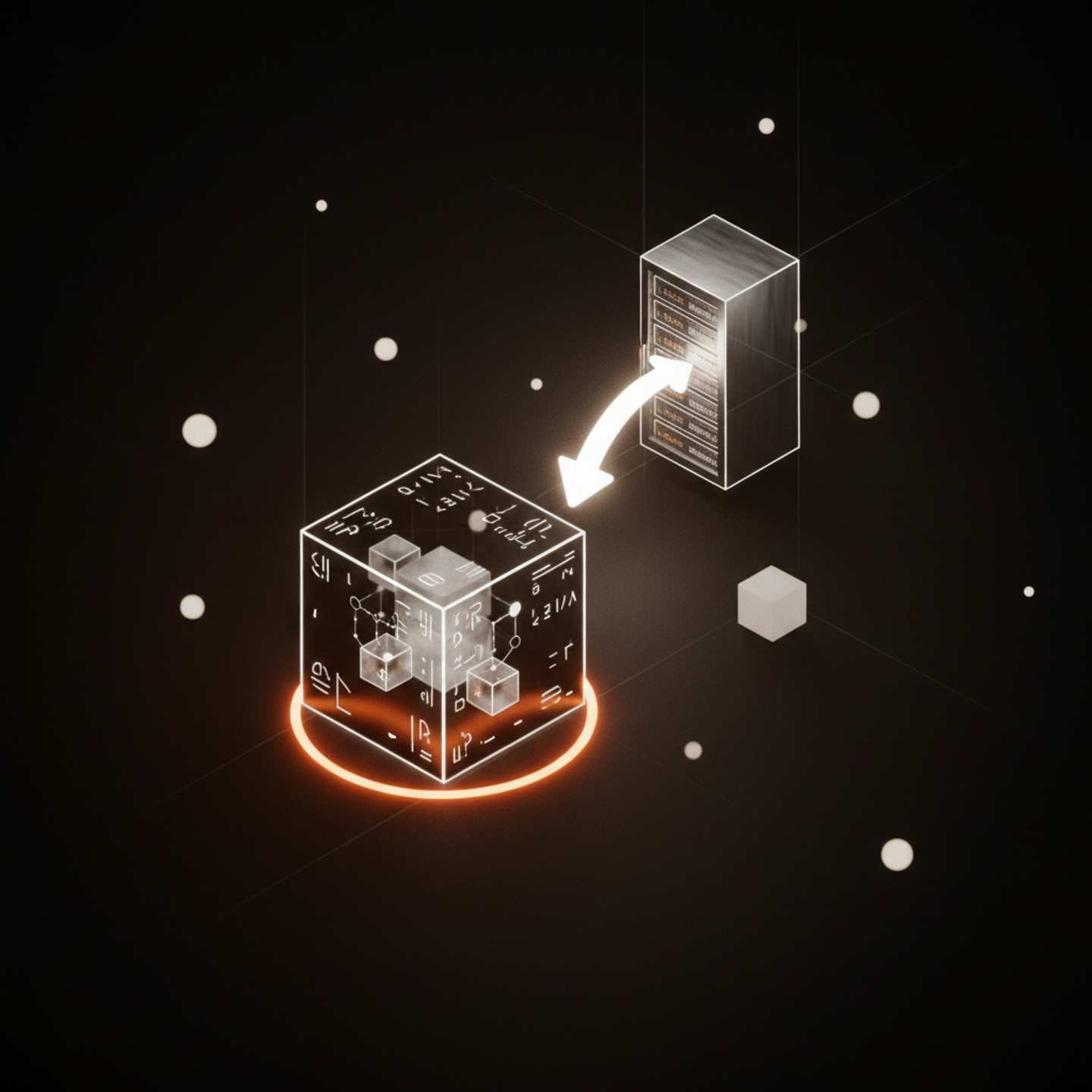Illustrazione: Diversi schemi o database rappresentati da cubi luminosi connessi a un'architettura centrale, simboleggiano le strategie avanzate di isolamento dati (schema-per-tenant, DB-per-tena